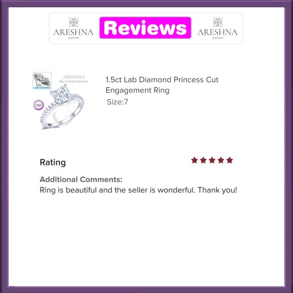 1.5ct Lab Diamond Princess Cut Engagement Ring - Picture 7 of 14